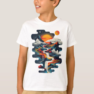 T-shirt Design abstrait, paysage surréaliste