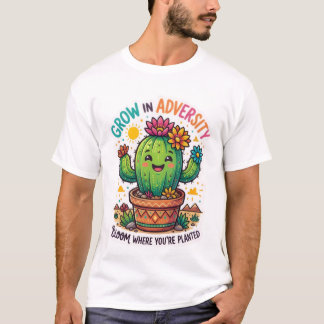 T-Shirt Design Cactus Croissance dans l'adversité