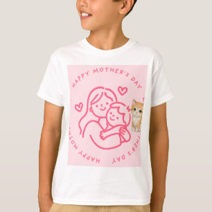 T-shirt design chat et mère fils