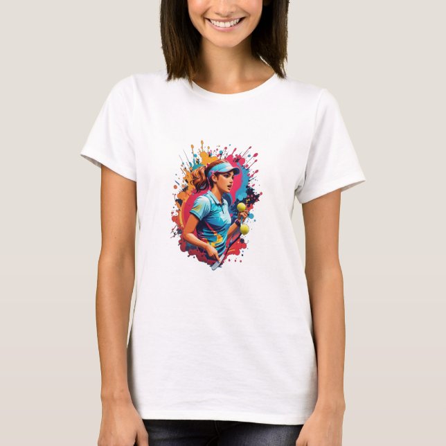 T-shirt design coloré amoureux du tennis (Devant)