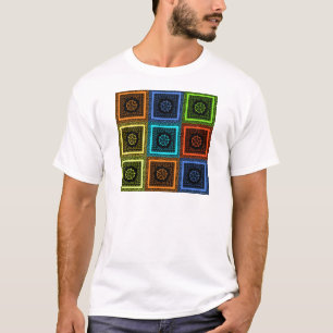 T-shirt Design d'art Motif multicolore de charme À damiers