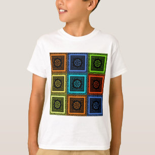 T-shirt Design d'art Motif multicolore de charme À damiers