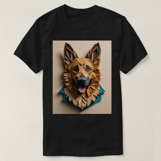 T-shirt design d'art papier 3D berger allemand (Design devant)