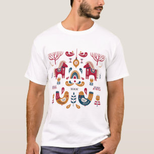 T-shirt Design d'art populaire européen traditionnel