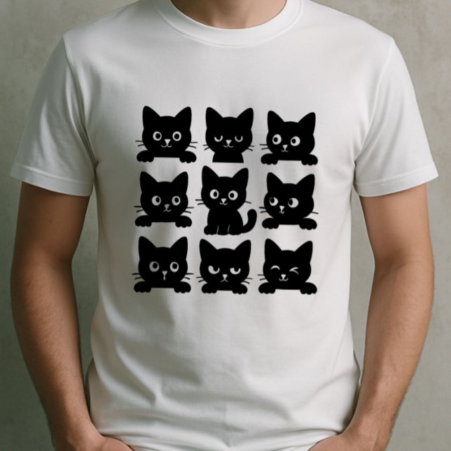 T-shirt Design de chat noir élégant et jouant Art pour cha (Créateur téléchargé)