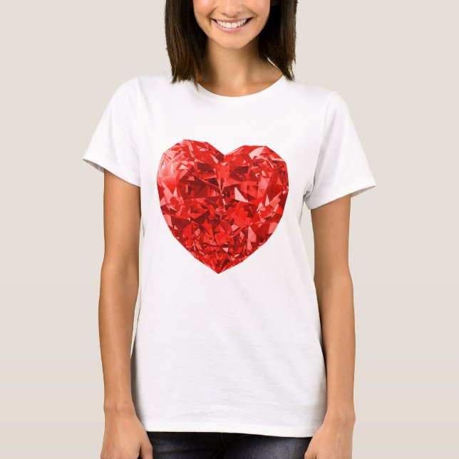T-shirt Design de coeur rouge brillant Diamant (Devant)