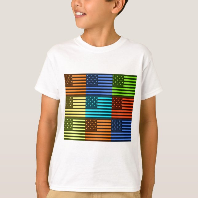 T-shirt Design de drapeau Motif Américain Inspiré Arc-En-C (Devant)