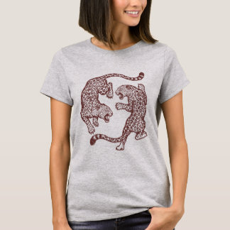 T-shirt Design de léopard vintage combattant | Chat sauvag