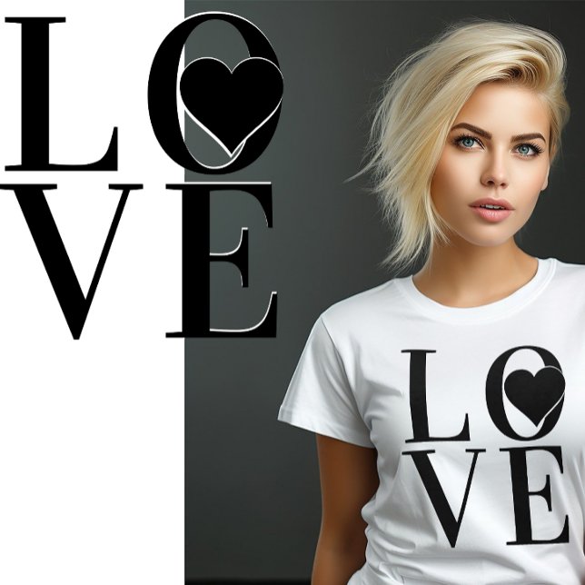 T-shirt Design de logo Classy LOVE avec texte noir et coeu (Créateur téléchargé)