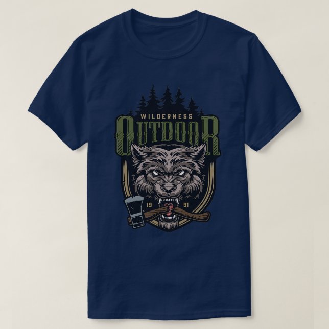 T-shirt Design de loup sauvage extérieur 2 (Design devant)