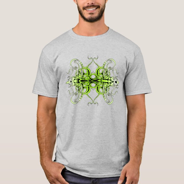 T-shirt Design de tatouage Tribal Personnalisé Vert (Devant)