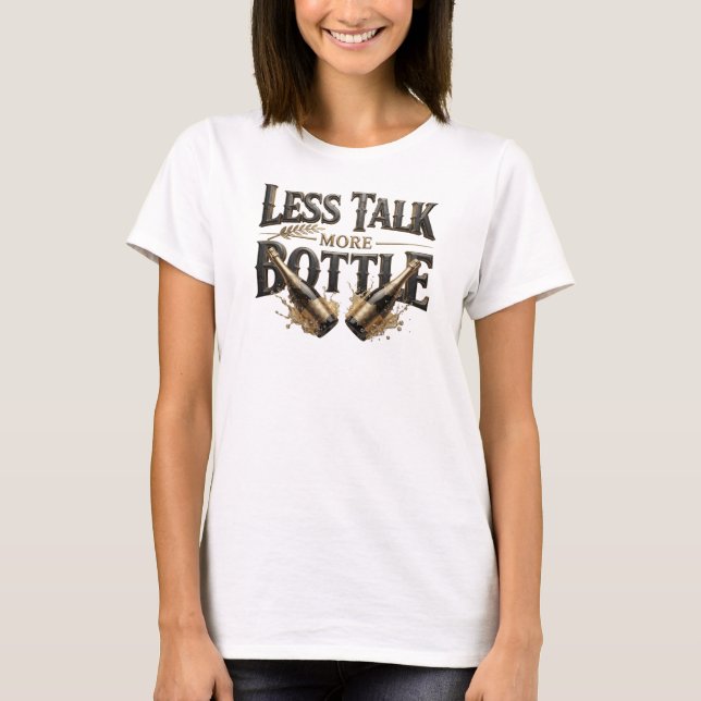T-shirt Design de texte BOUTEILLE MOINS DE PAROLE Orange é (Devant)