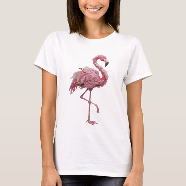 T-shirt Design de texte FLAMANT Rose Argent Chic (Devant)