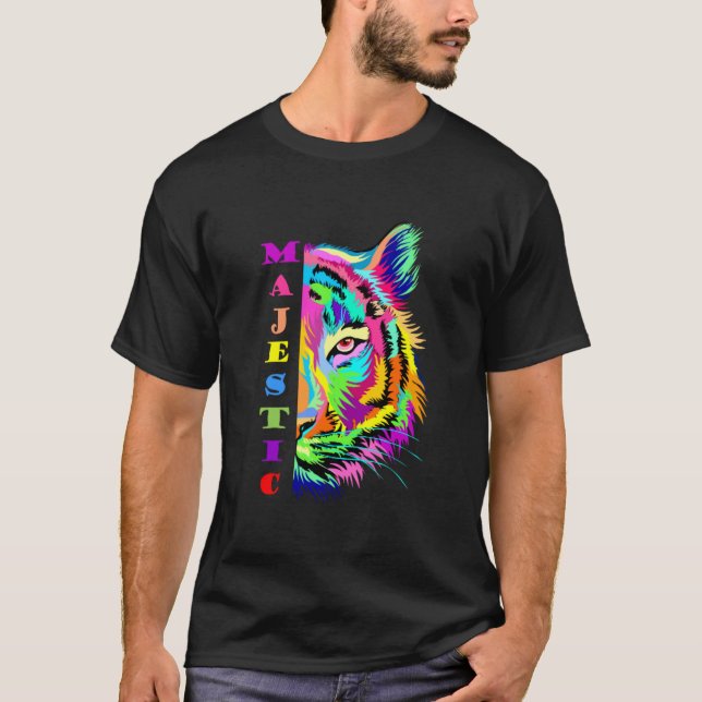 T-shirt Design de tigres multicolores (Devant)