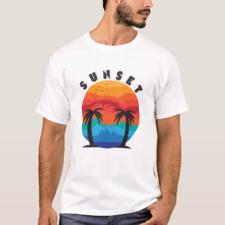 T-shirt Design d'illustration du coucher de soleil