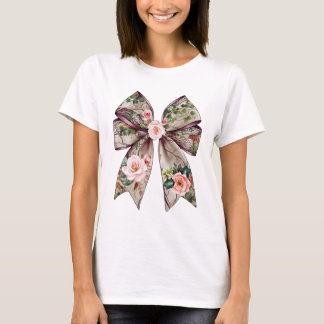 T-shirt Design élégant de Bow Floral - Romantique Nature-I