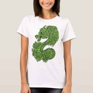 t-shirt design en bois vert dragon