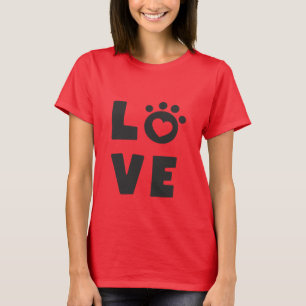 T-shirt Design en forme de cœur avec empreinte de patte de