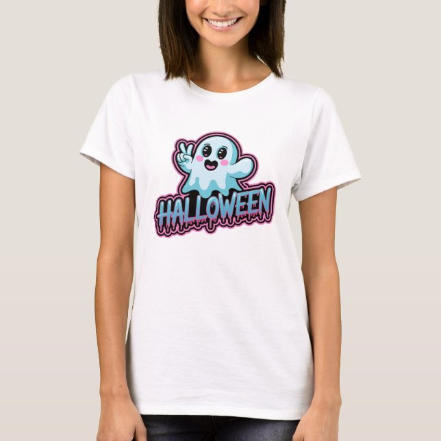 T-shirt Design fantôme d'Halloween ludique (Devant)
