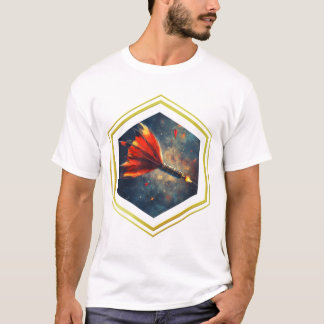 T-shirt Design fléchette feu spatial cadre doré stylé