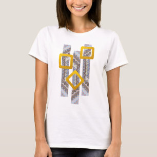 T-shirt Design géométrique moderne avec carrés dorés