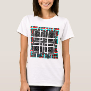 T-shirt Design graphique À damiers noir, blanc et rouge