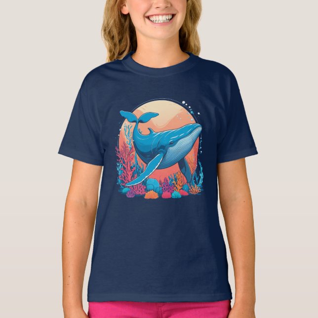 T-shirt Design Graphique Coloré D'Une Baleine (Devant)