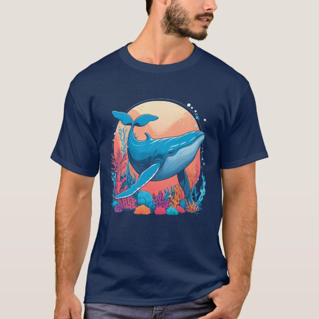 T-shirt Design Graphique Coloré D'Une Baleine (Devant)