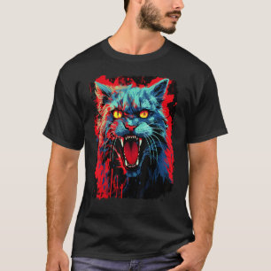 T-shirt Design Halloween Chat Zombie Maine Coon Pop Art