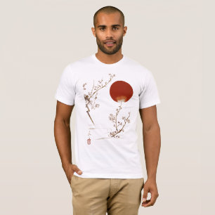 T-shirt Design minimaliste zen de soleil japonais et branc