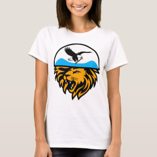 T-shirt Design moderne d'aigle et de lion avec demi-lune