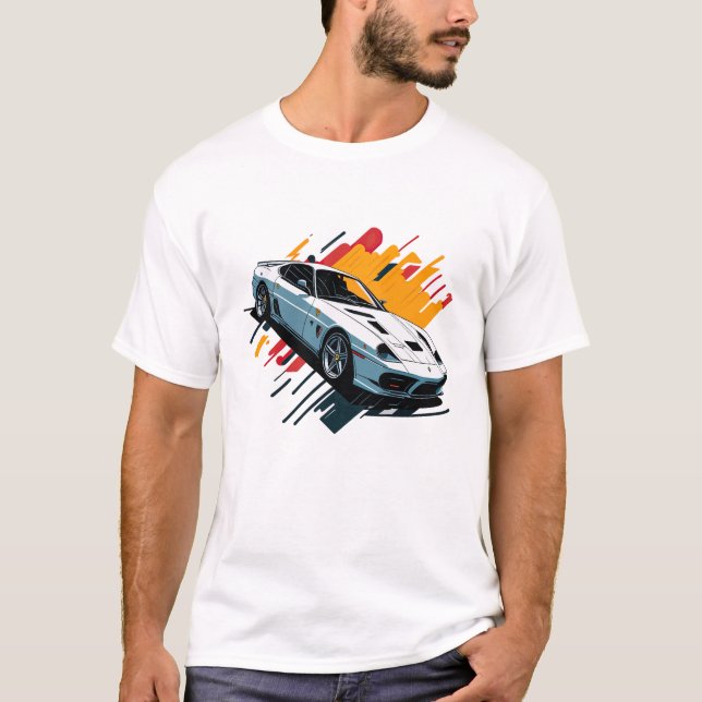 T-shirt design plat de rétro Voiture très détaillée (Devant)