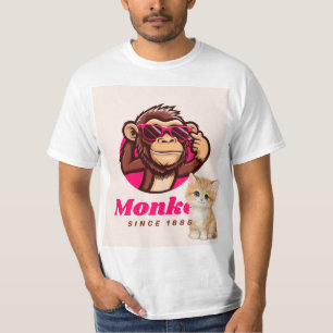 T-shirt design pour amateurs de chats et de singes