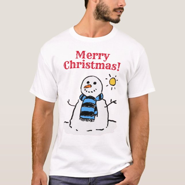 T-shirt Design Snowman avec salutation. Noël (Devant)