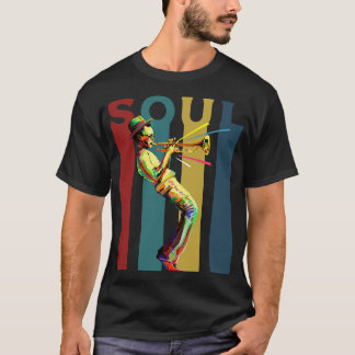 T-shirt Design Soul Retro avec un trompette jazz