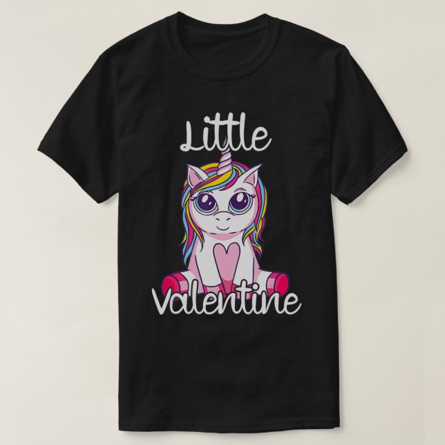 T-shirt Design sympa et amusant Unicorn Little Valentine (Design devant)