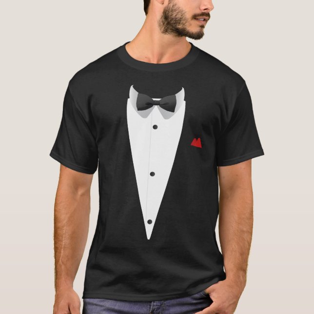 T-shirt Design Tuxedo avec Bowtie Pour Mariages et (Devant)