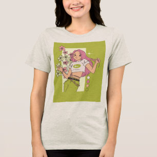 T-Shirt design with pretty girl  Tri-Blend Shirt