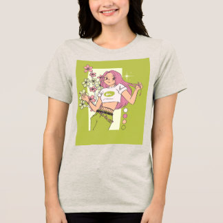 T-Shirt design with pretty girl Tri-Blend Shirt