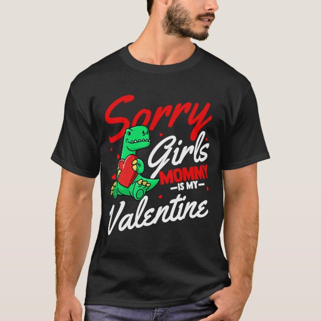 T-shirt Désolé Filles Maman Est Mon Valentine Roses Meille (Devant)