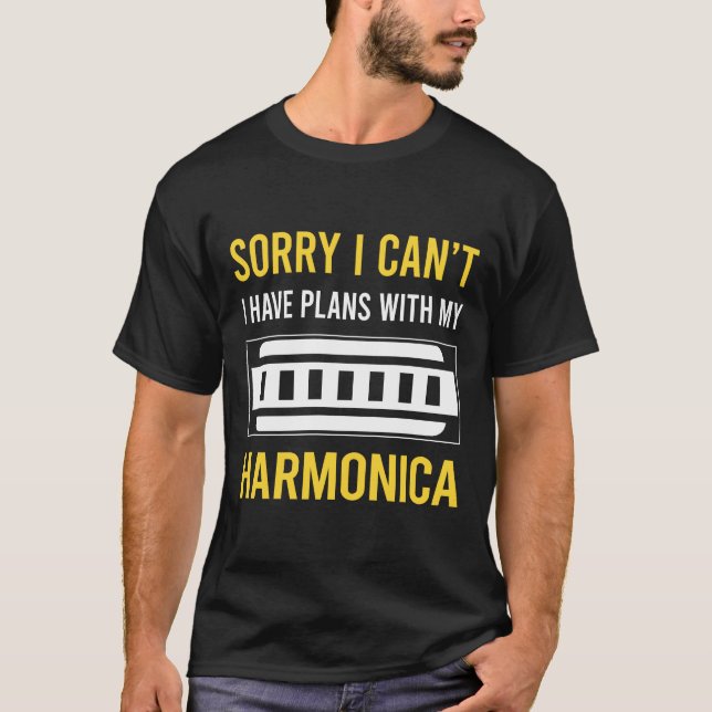 T-shirt Désolé Je Ne Peux Pas Harmonica Orgue Bouche (Devant)