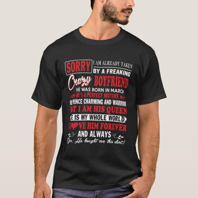 T-shirt Désolé, Je Suis Déjà Pris Par Un Crazy Boyfri Fou (Devant)