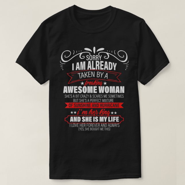T-shirt Désolé, je suis déjà prise par une fainéante femme (Design devant)
