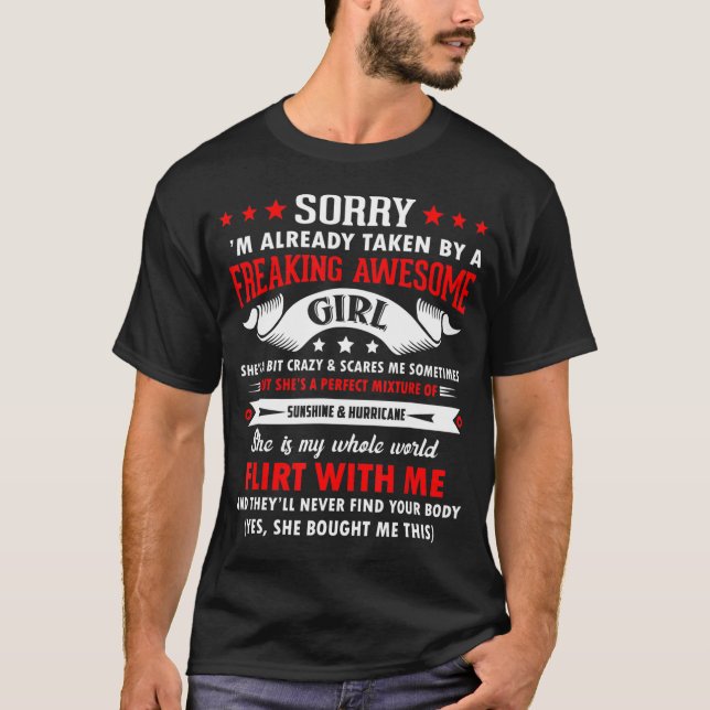 T-shirt Désolé, je suis déjà prise par une fainéante fille (Devant)