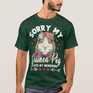 T-shirt Désolé, mon cochon de Guinée a mangé mes devoirs E