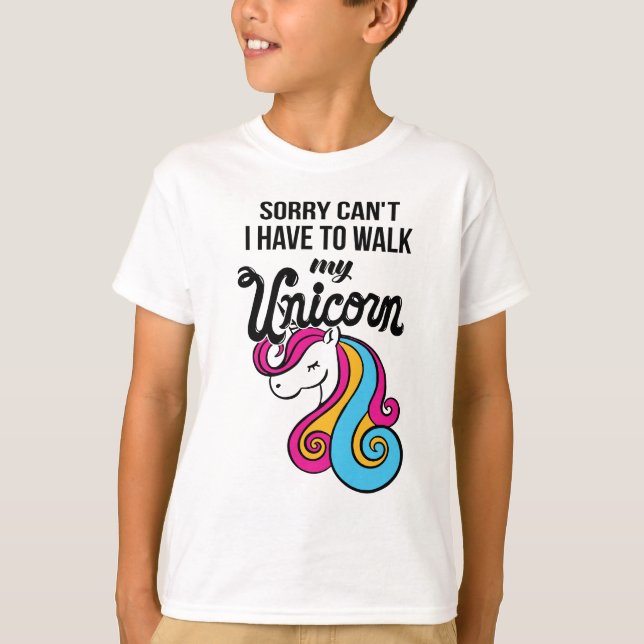 T-shirt Désolé ne peux pas je devoir marcher ma licorne (Devant)