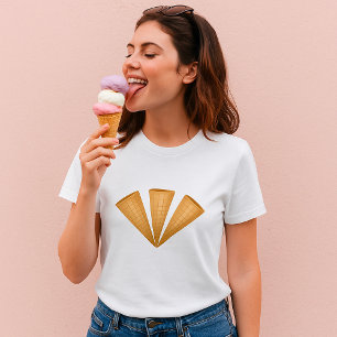 T-shirt Dessert d'été à la crème glacée triple gaufre