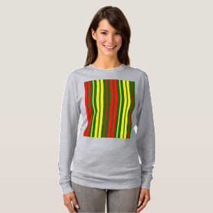 T-shirt Dessin à rayures verticales vert jaune rouge  
