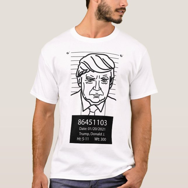 T-shirt Dessin amusant de la ligne de fusil Donald Trump (Devant)