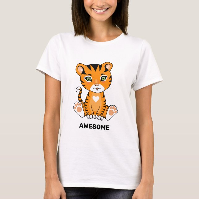 T-shirt Dessin animal sauvage pour bébé tigre (Devant)